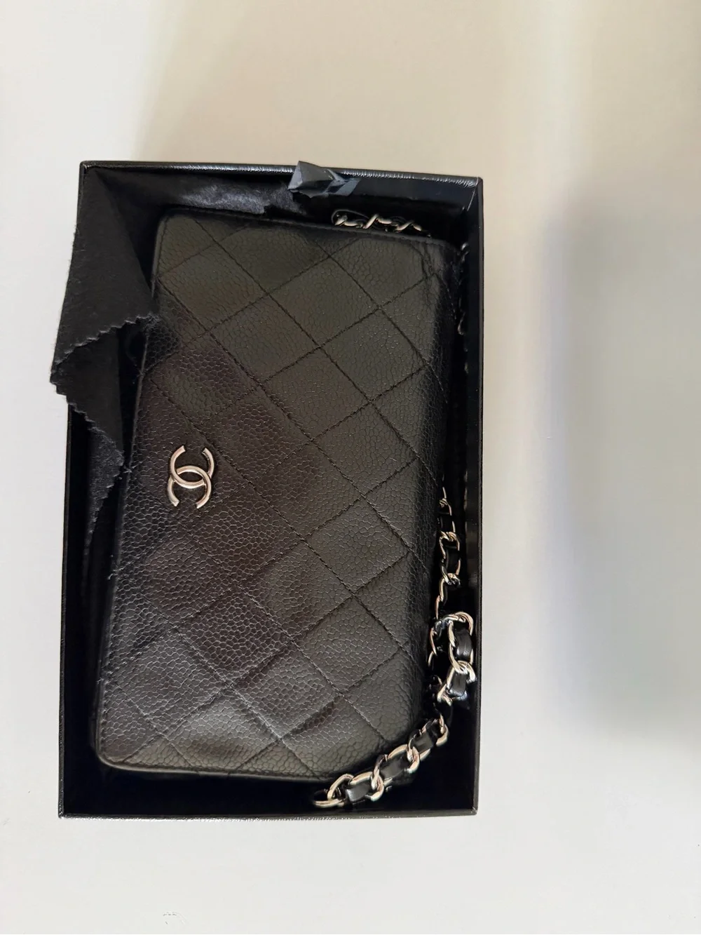 CHANEL quilted caviar